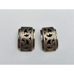 Lois Hill 925 Sterling Silver Open Scroll Pattern Clip On Earrings